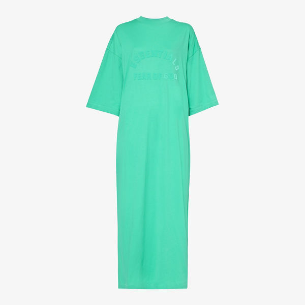 Платье миди свободного кроя ESSENTIALS из смесового хлопка Fear Of God Essentials, цвет mint leaf цена и фото