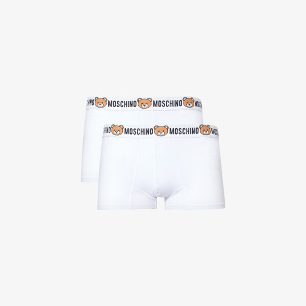 

Комплект из двух плавок из эластичного хлопка с фирменным поясом Moschino, белый
