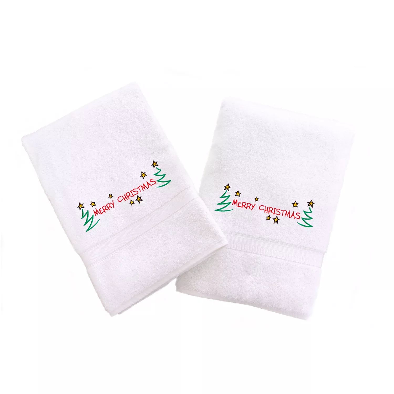 Linum Home Textiles Праздничные полотенца для рук с вышивкой бордюром, 2 упаковки