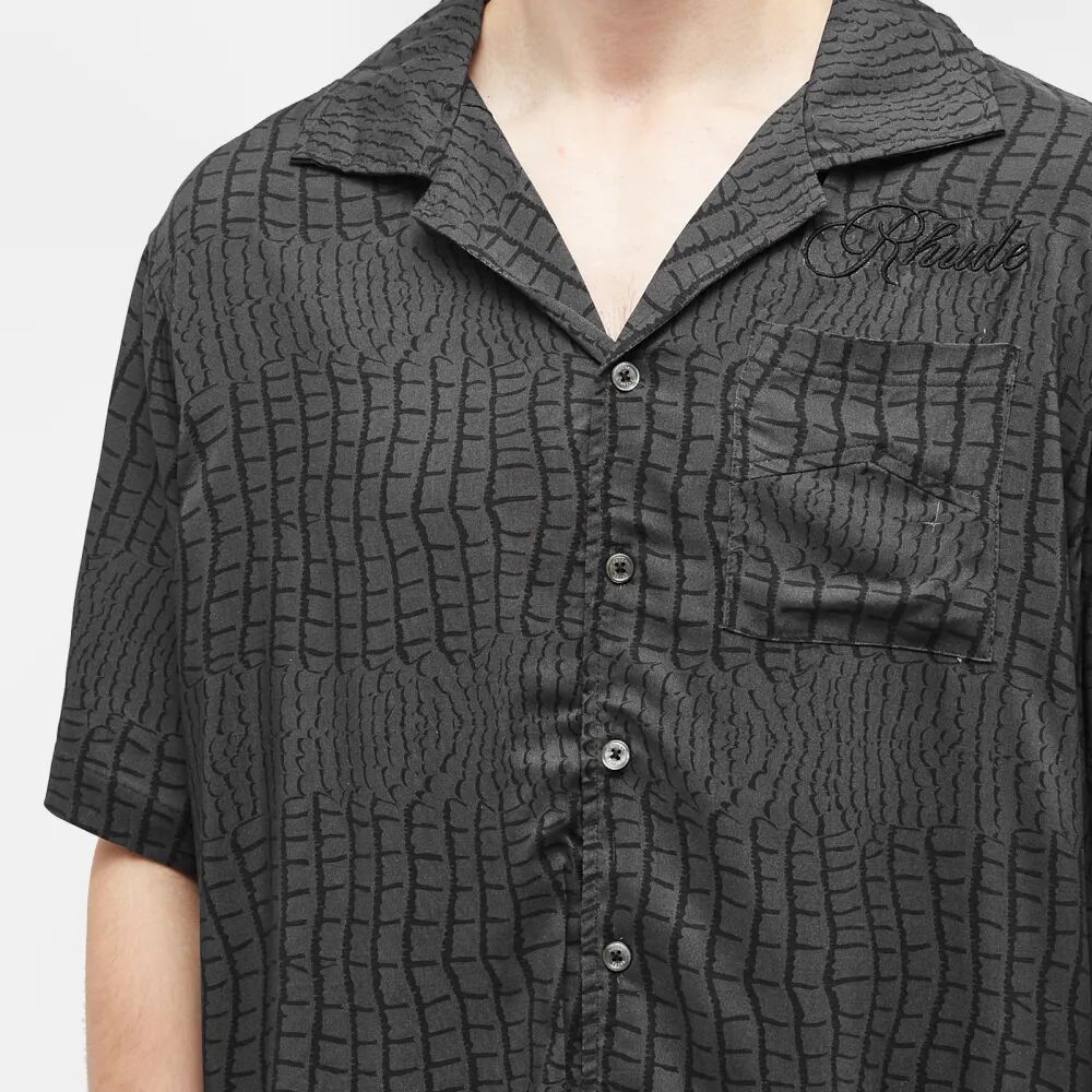 Rhude Рубашка из искусственного шелка с крокодиловым принтом, черный