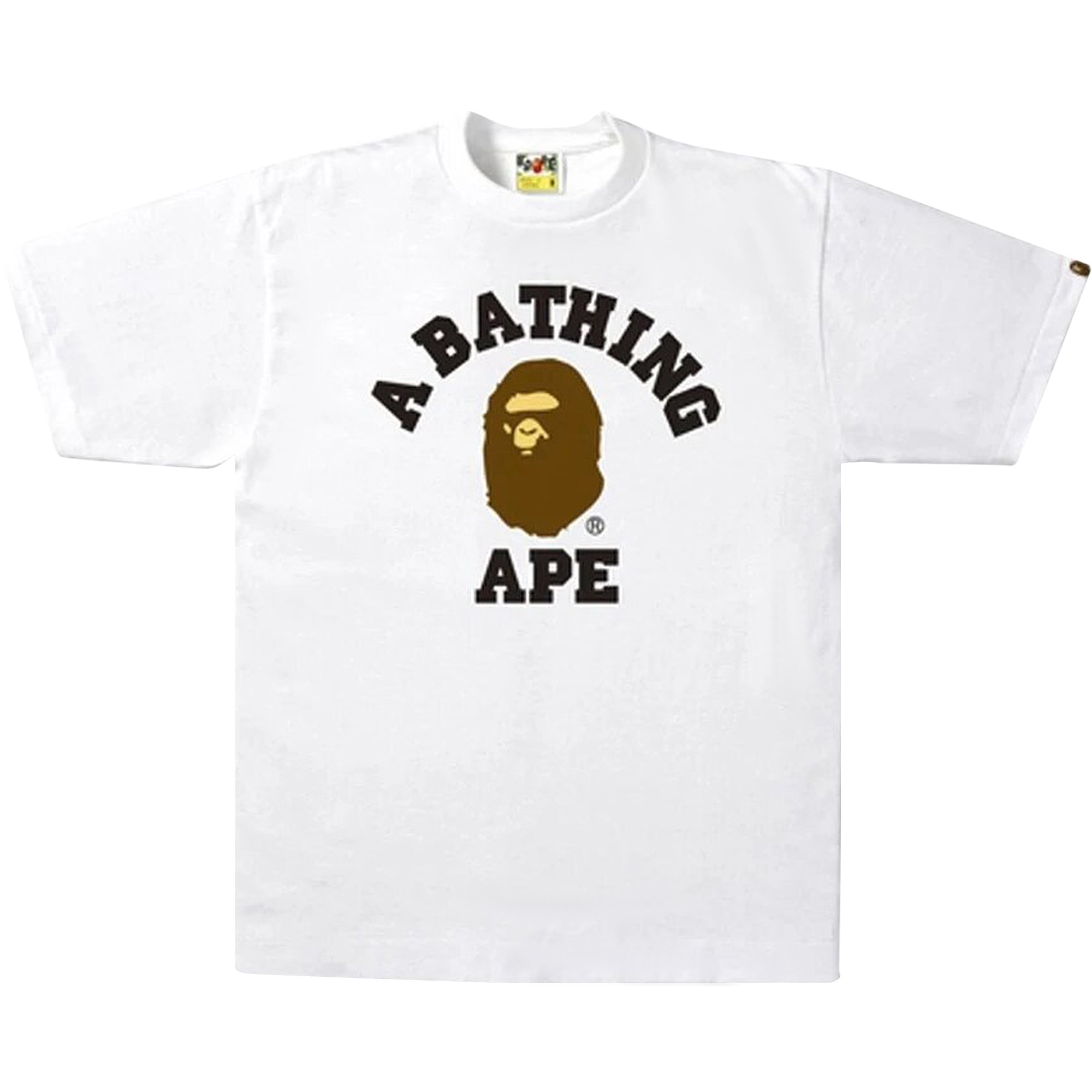 Футболка колледжа BAPE Белая black lion 3d printed t shirt men
