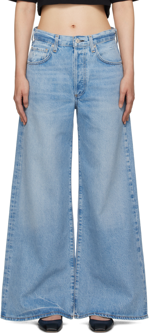 Синие джинсы Беверли Citizens Of Humanity новинка весна лето 2023 модные мужские джинсы с эффектом потертости воды облегающие универсальные небольшие синие джинсы