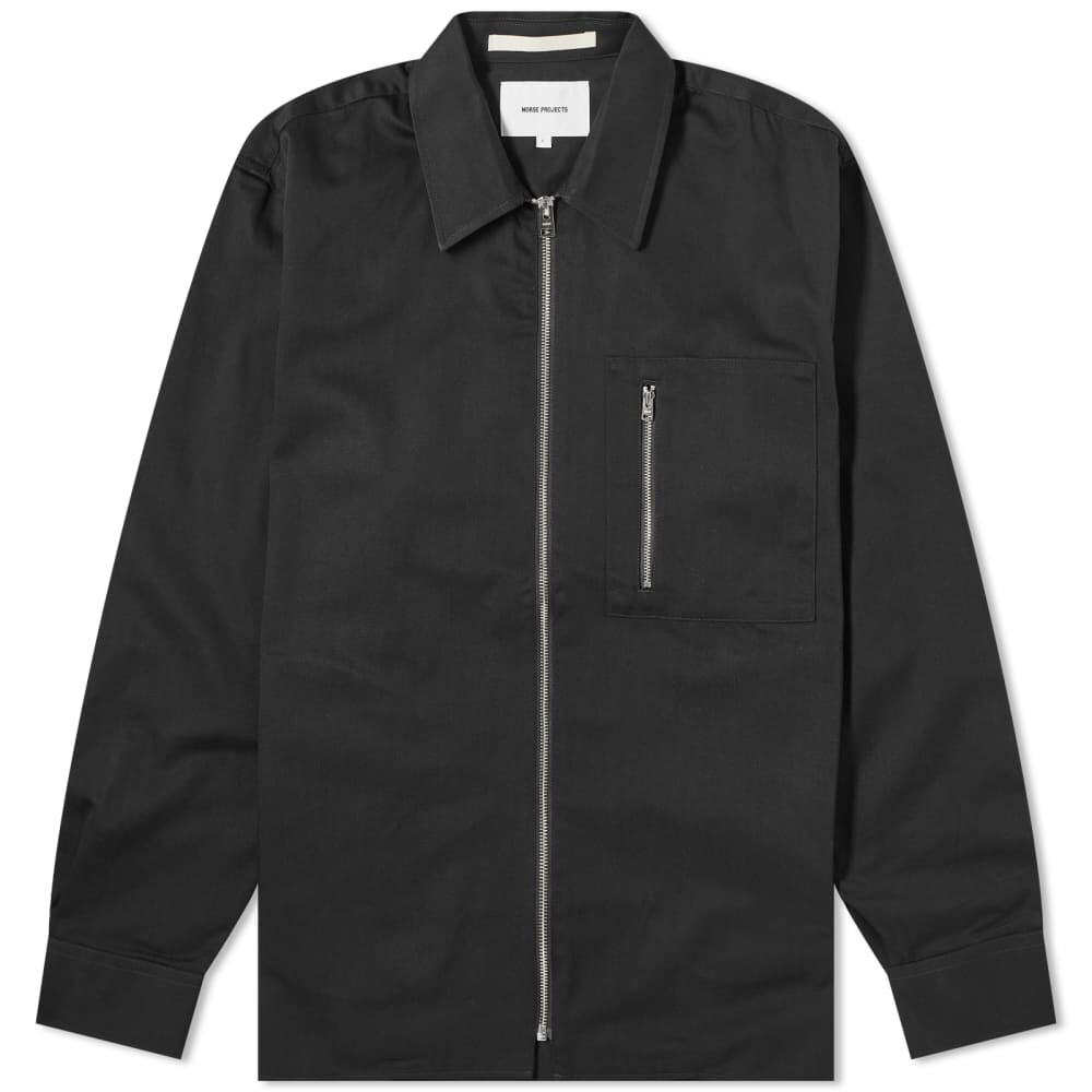 

Norse Projects Ulrik Габардиновая рубашка на молнии, черный