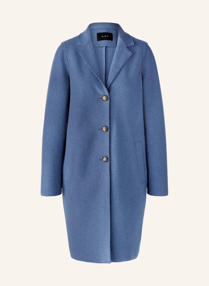 Шерстяное пальто Oui, синий