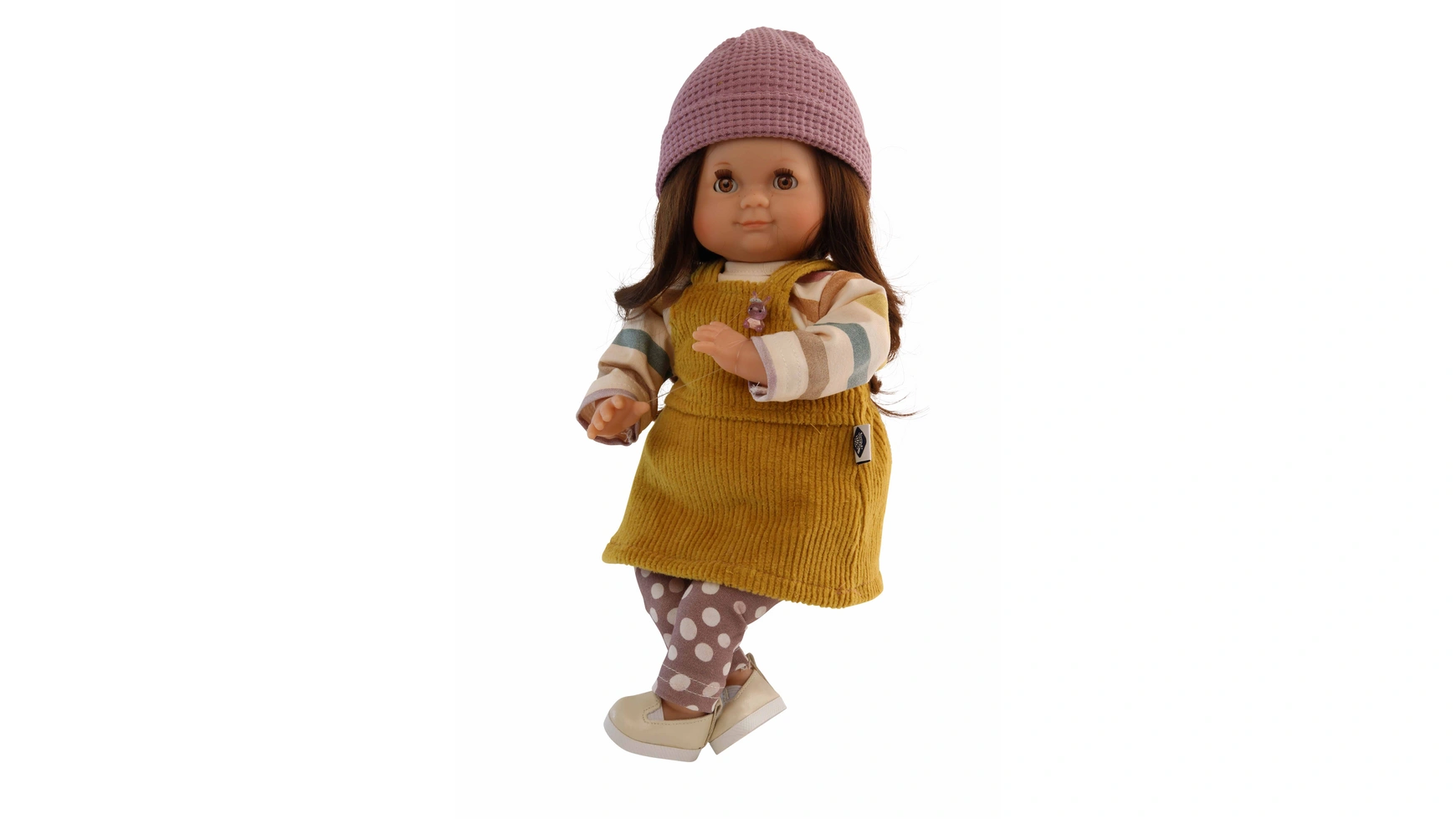 Schildkroet-Puppen Кукла Шлюммерле 32 см каштановые волосы, карие сонные глаза, яркая зимняя одежда