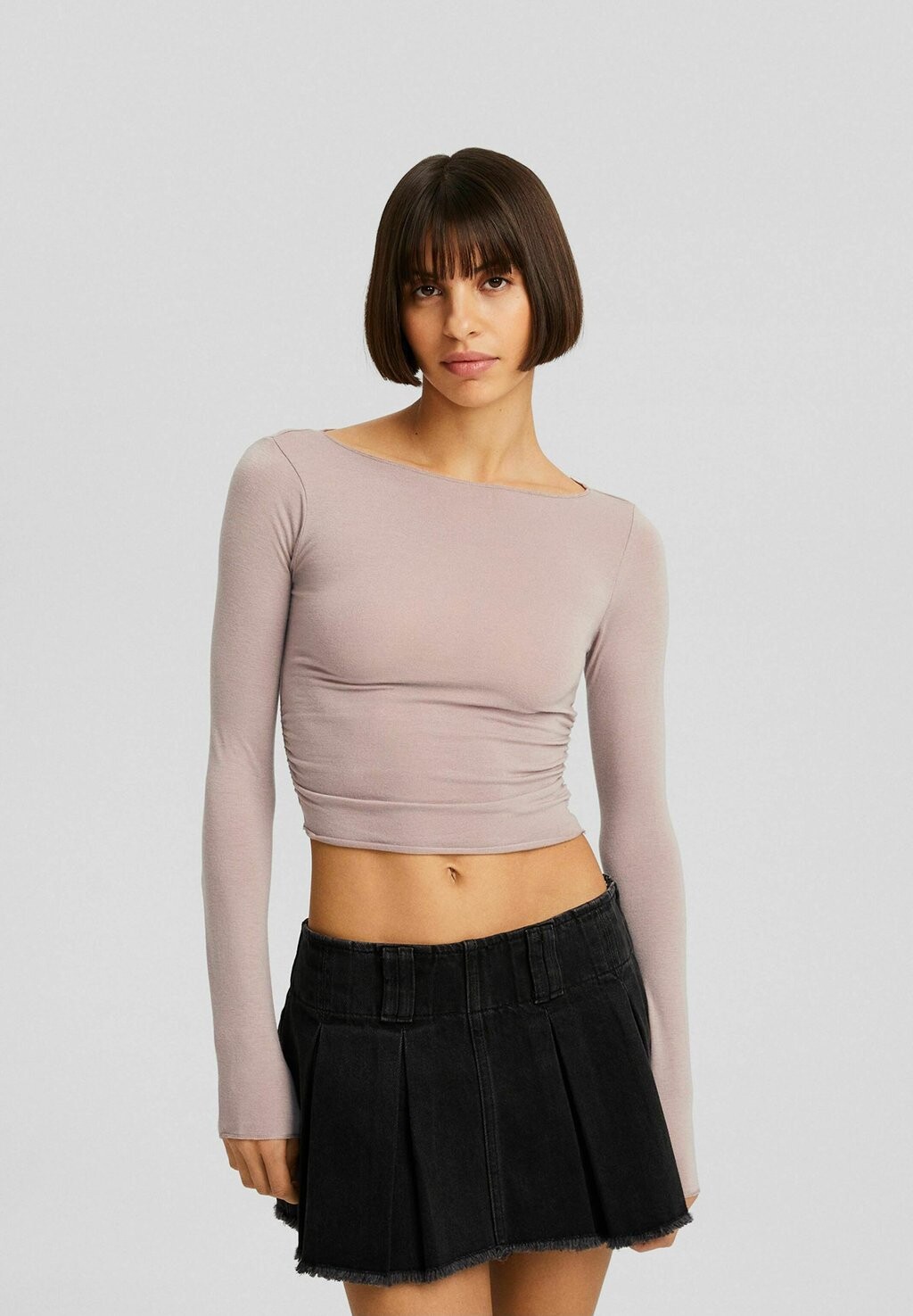 

Футболка с длинным рукавом Seam Detail Bershka, цвет sand