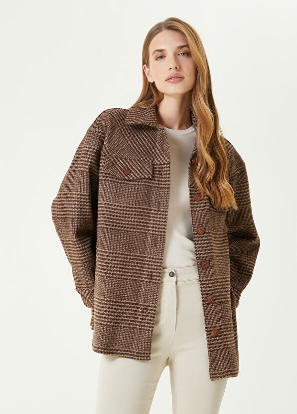 

Рубашка с узором «гусиные лапки» Beymen Collection, коричневый