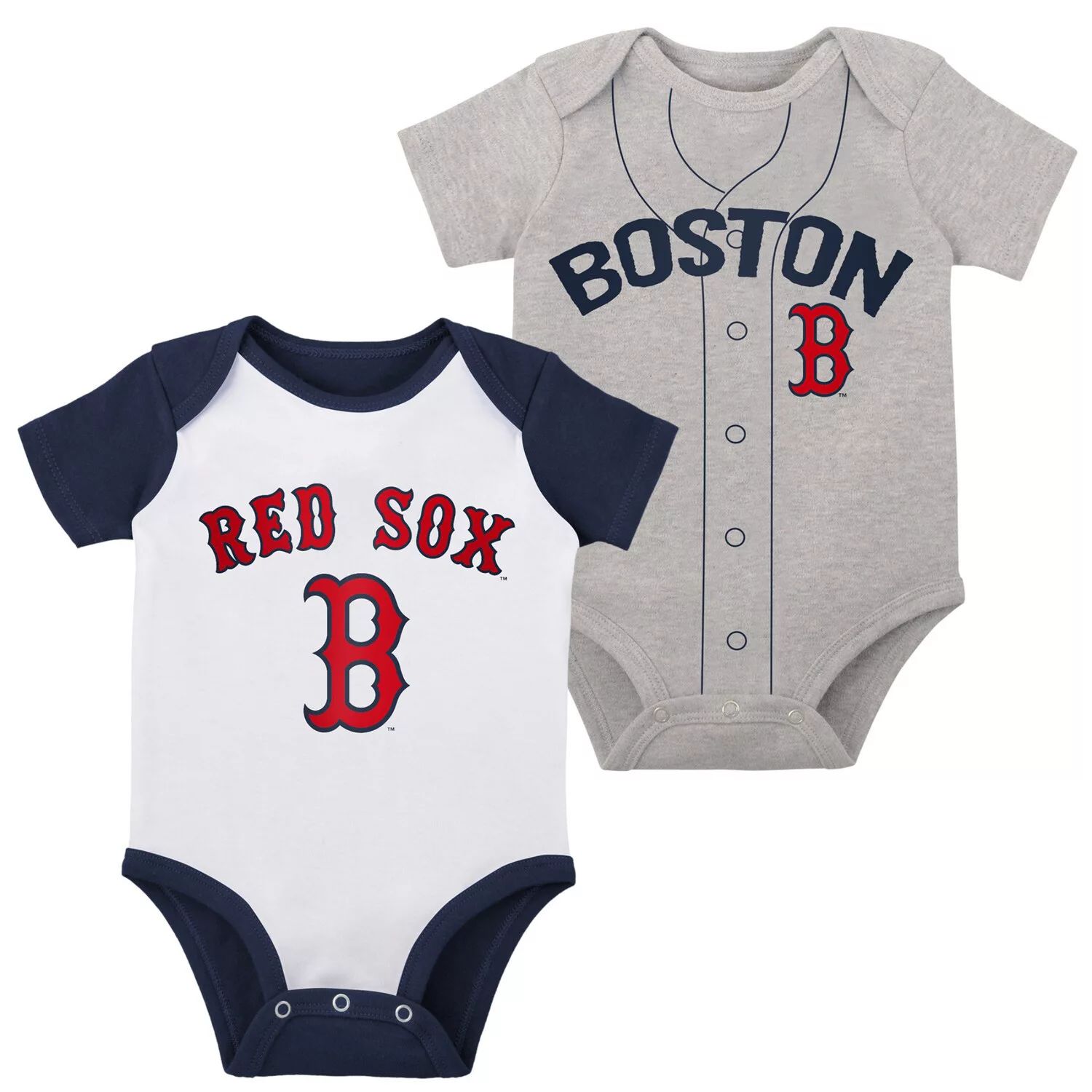 Комплект из двух боди Infant White/Heather Grey Boston Red Sox Little Slugger Outerstuff