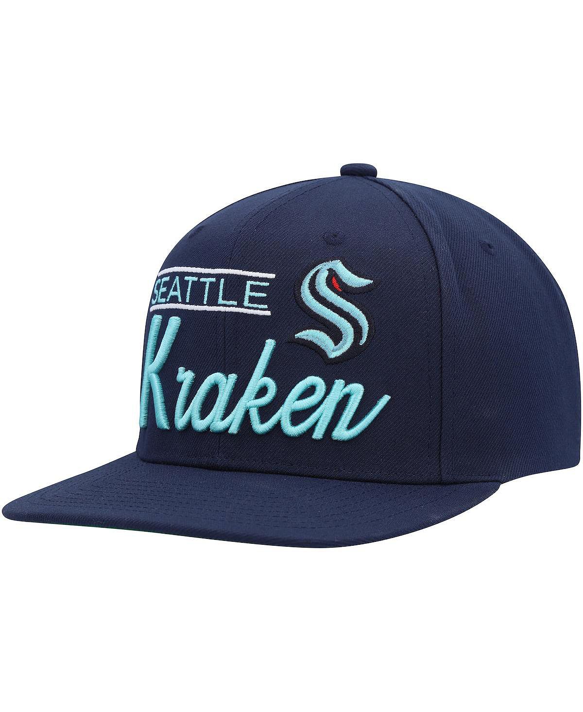 

Мужская кепка Snapback с замком в стиле ретро Seattle Kraken Deep Sea Blue Mitchell & Ness