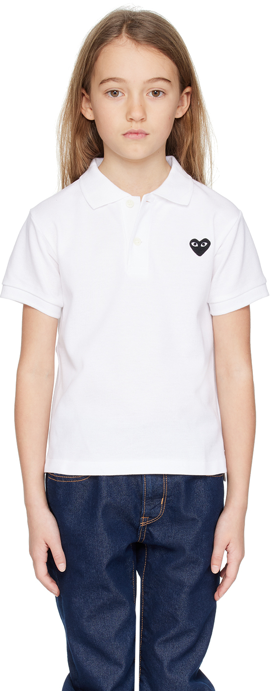 Детская рубашка-поло с нашивкой в виде сердца Comme Des Garcons, цвет White