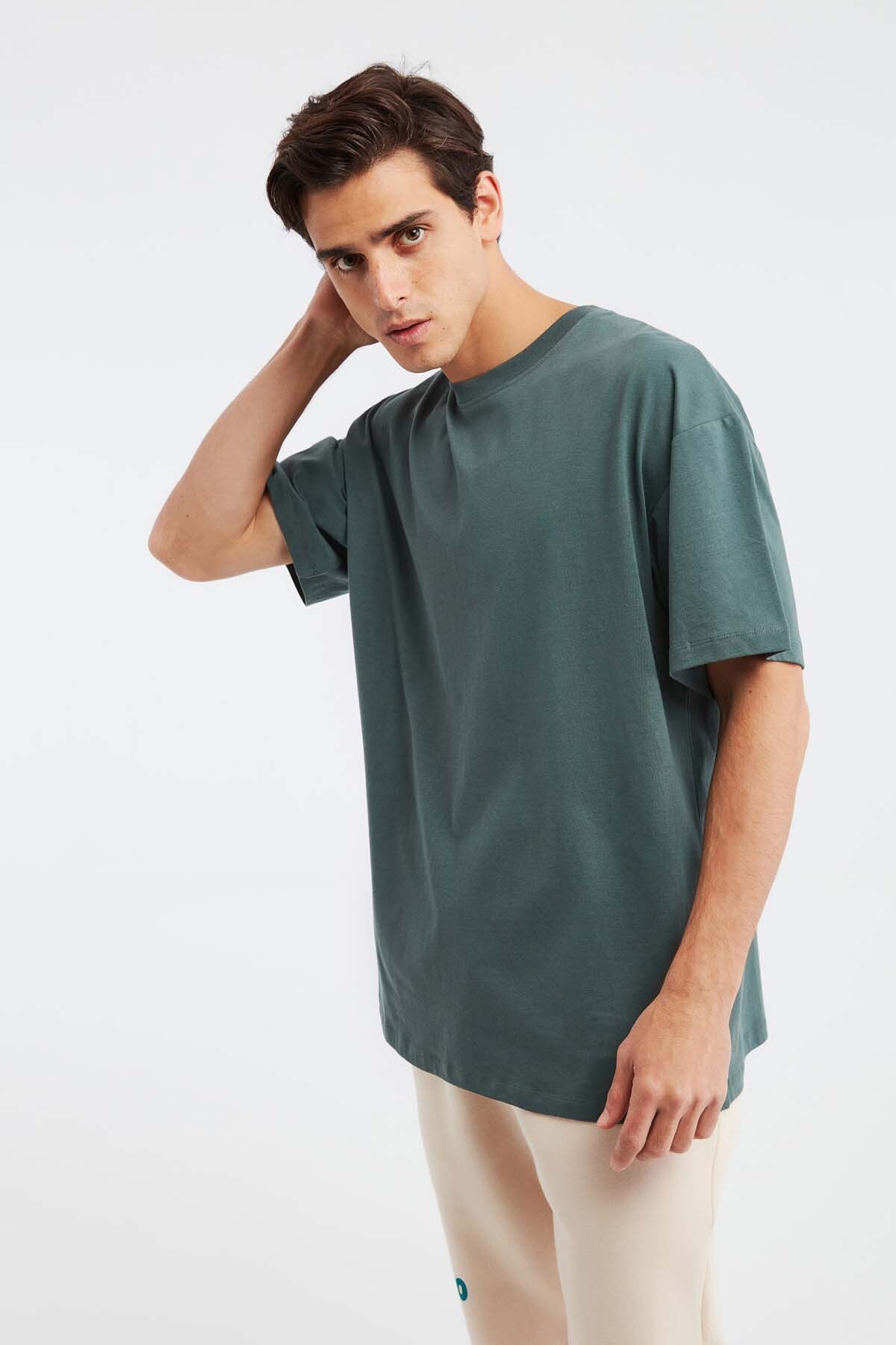 Мужская футболка оверсайз Jett из 100% хлопка с плотной текстурой GRIMELANGE, зеленый футболка мужская оверсайз из хлопка xs