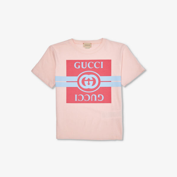 

Футболка из хлопкового джерси с логотипом 4–12 лет Gucci, розовый