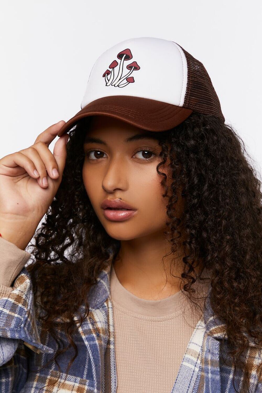 

Кепка дальнобойщика с грибным рисунком Forever 21, коричневый