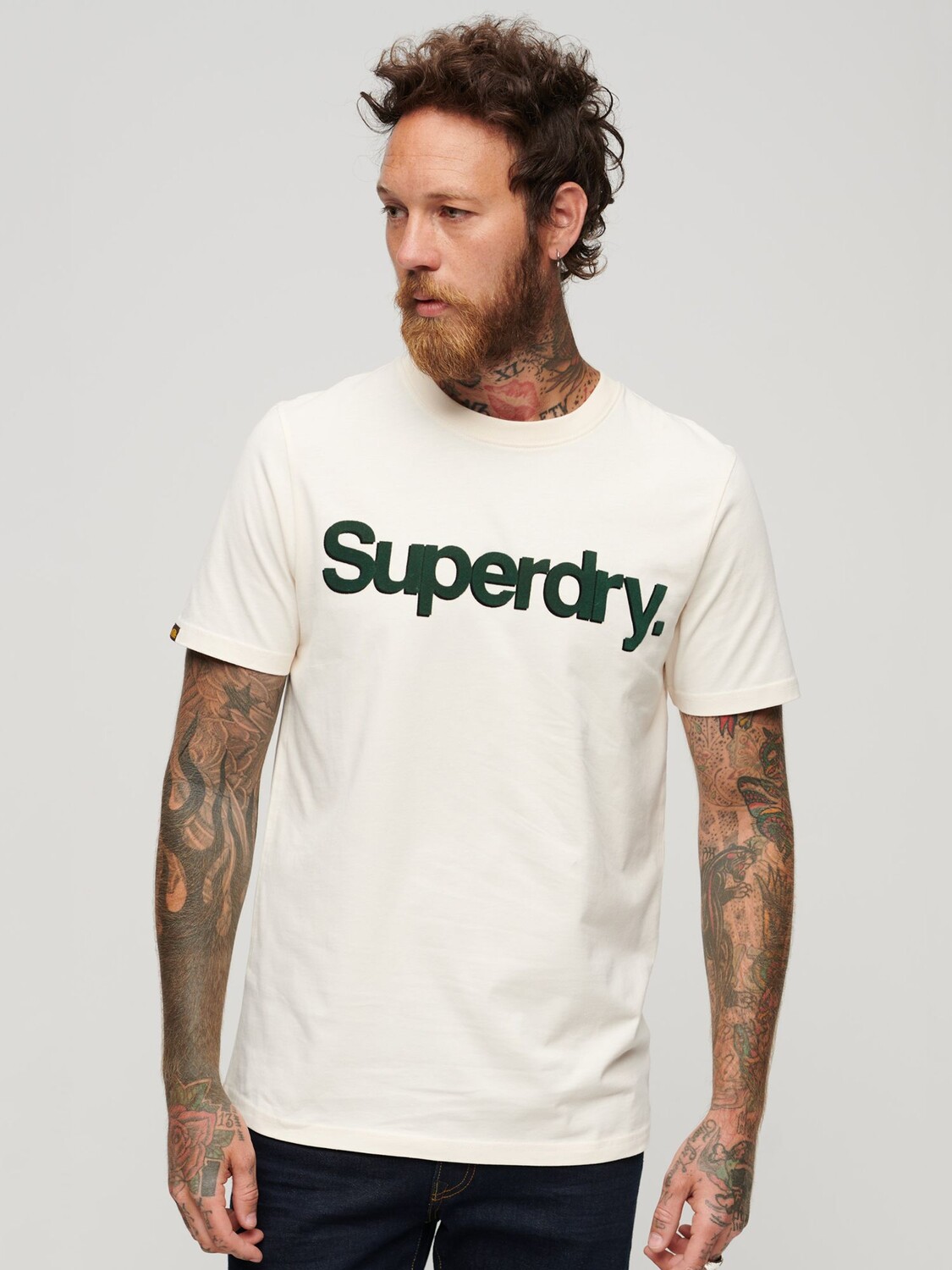 

Футболка с логотипом Superdry Core Classic, овсяно-белая, Белый
