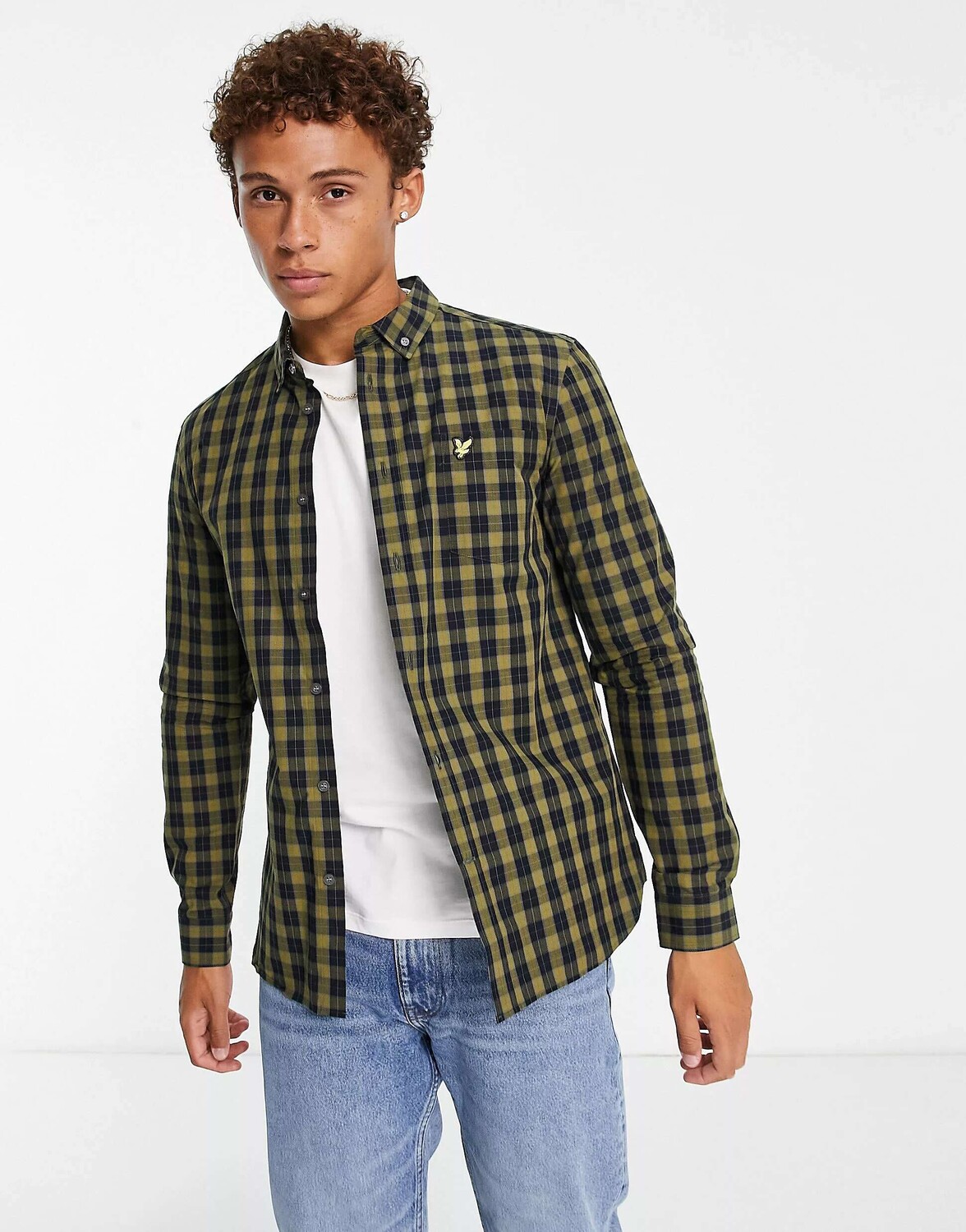 

Рубашка из поплина в клетку Lyle & Scott Vintage черного и хаки