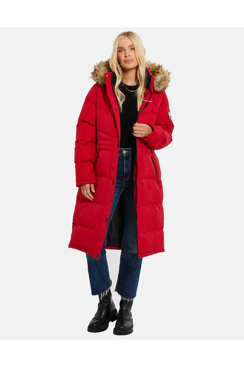 цена Зимняя утепленная куртка Арни 5983 с эко пухом и капюшоном Threadbare, красный