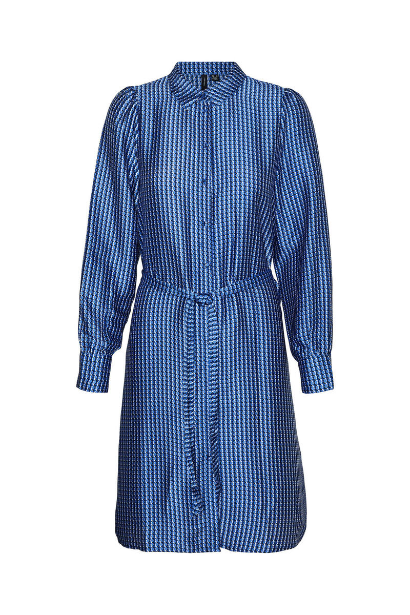Короткое платье-рубашка Vero Moda, синий женская шелковая атласная рубашка элегантная рубашка в европейском и американском стиле с отложным воротником и рукавами фонариками весн