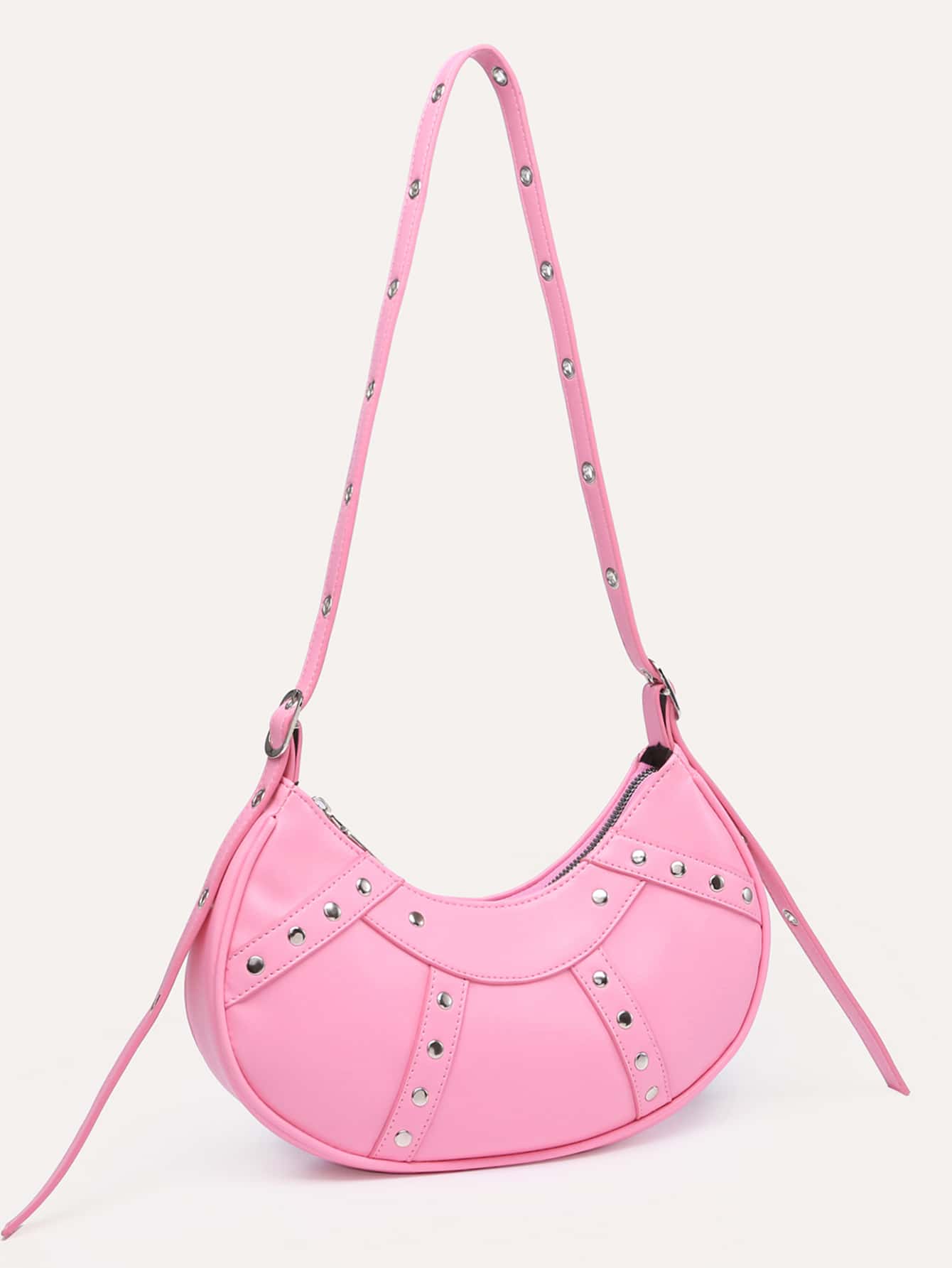 цена Легкая деловая повседневная сумка-хобо с шипами для девочек-подростков, розовый
