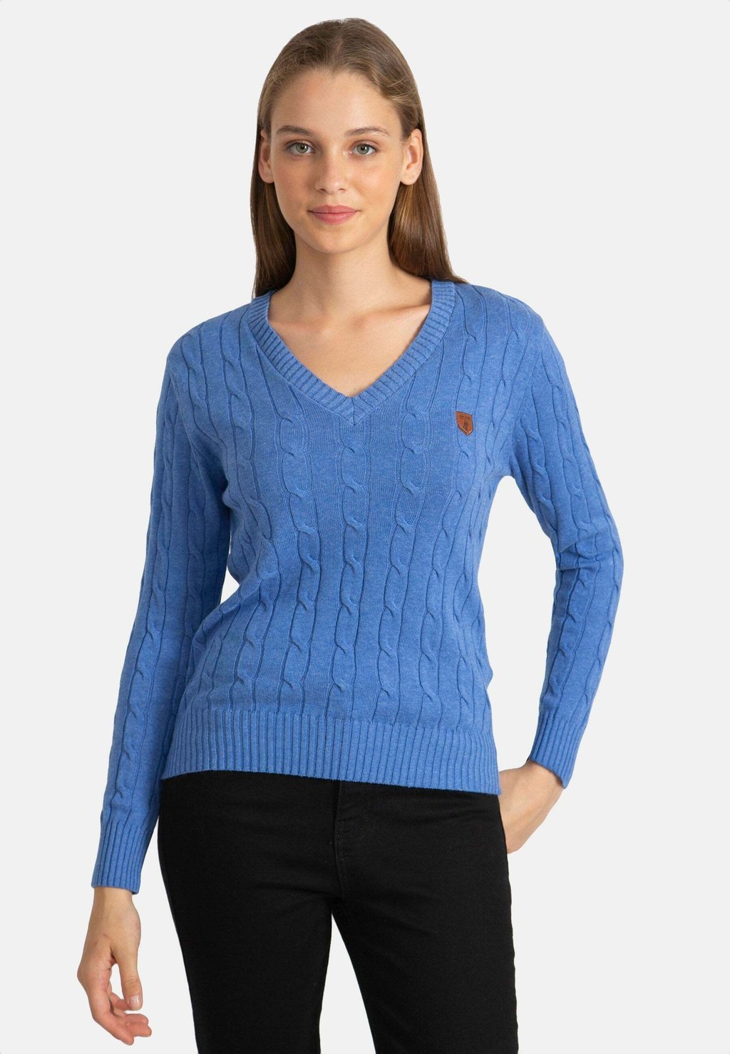 

Вязаный свитер V-NECK MODERN FIT Jacey Quinn, цвет blue melange