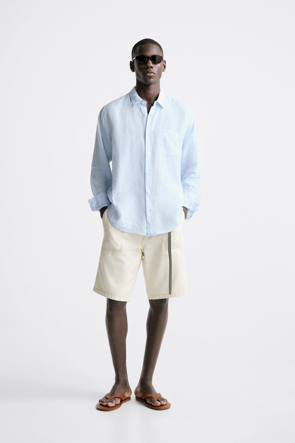 

Льняная рубашка ZARA, синий