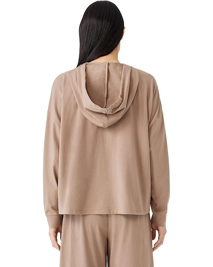 

Худи Eileen Fisher Boxy Organic Cotton Stretch Jersey Hoodie, цвет Barley