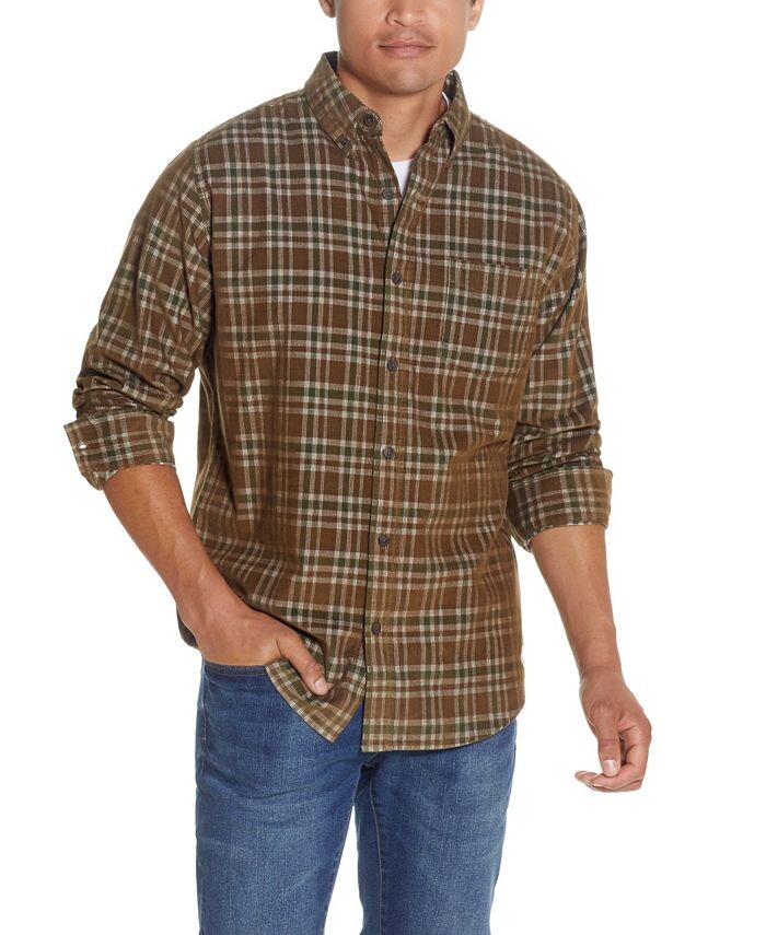 

Мужская вельветовая рубашка в клетку Weatherproof Vintage, коричневый