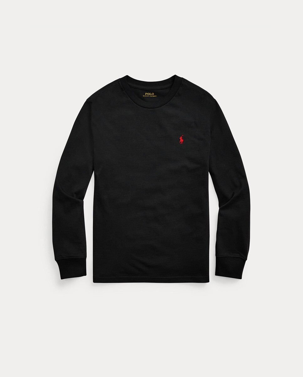 

Черная футболка из 100% хлопка для мальчика Polo Ralph Lauren, черный