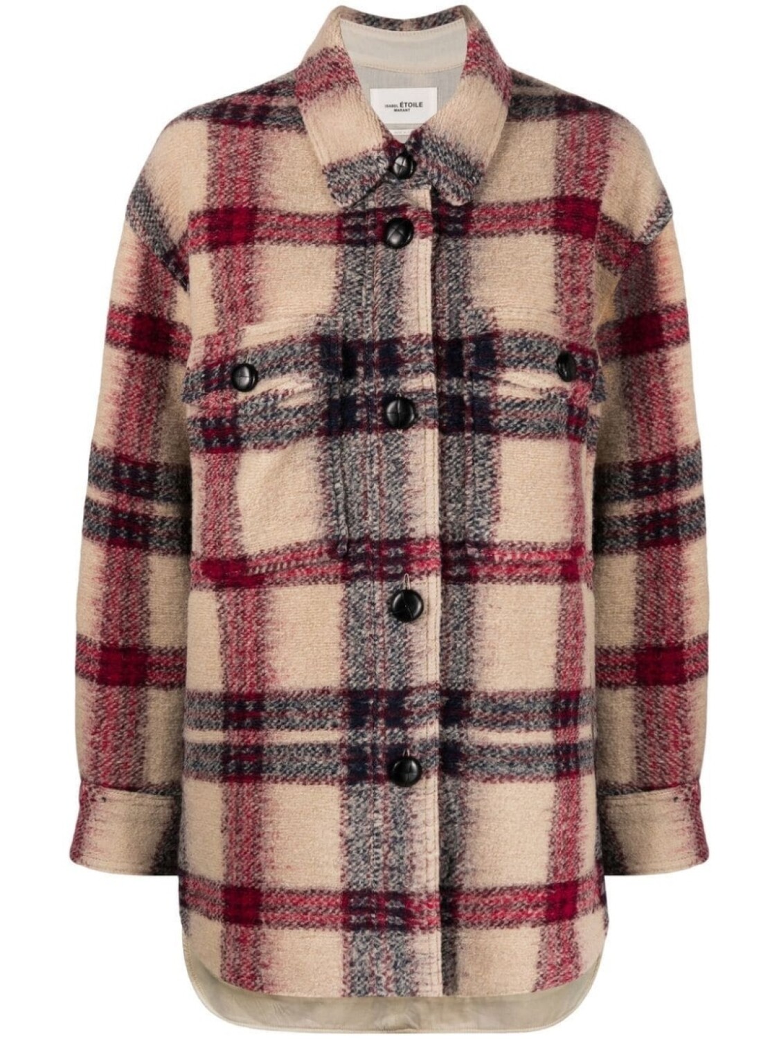 

MARANT ÉTOILE клетчатое пальто Harveli на пуговицах, нейтральный цвет