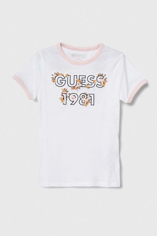 

Детская хлопковая футболка Guess, белый