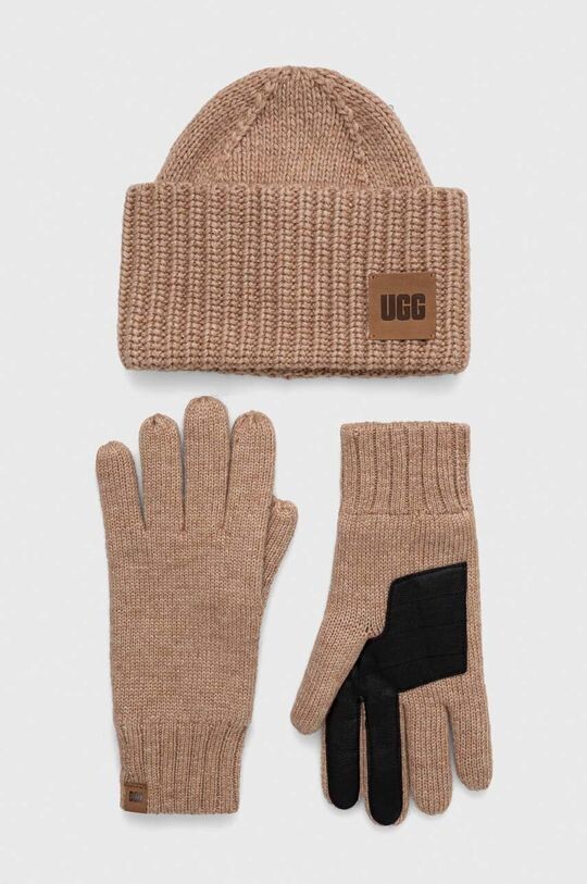 

Шапка и перчатки UGG из смесовой шерсти. Ugg, коричневый