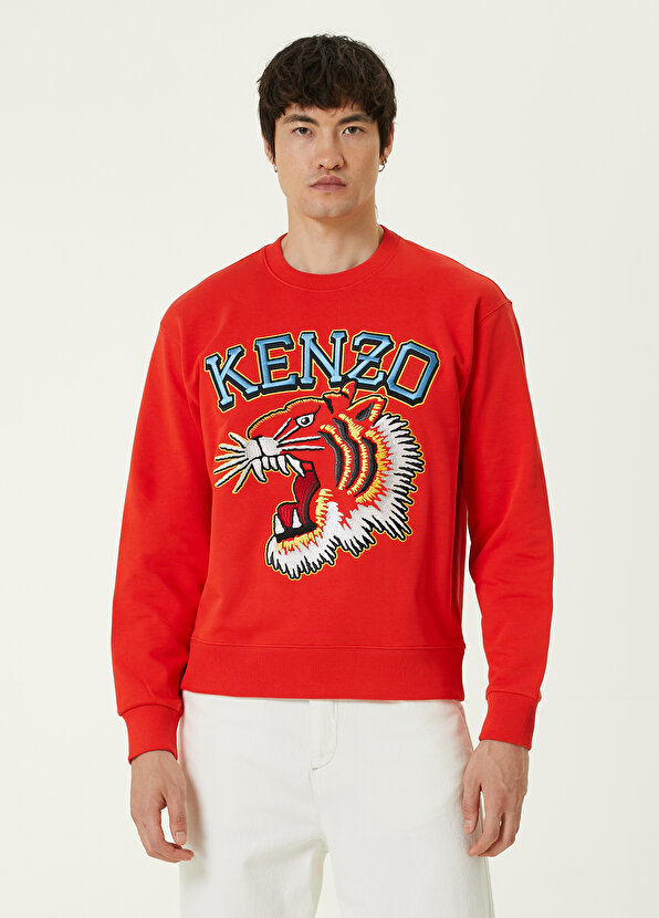 

Красный свитшот с вышитым логотипом Kenzo