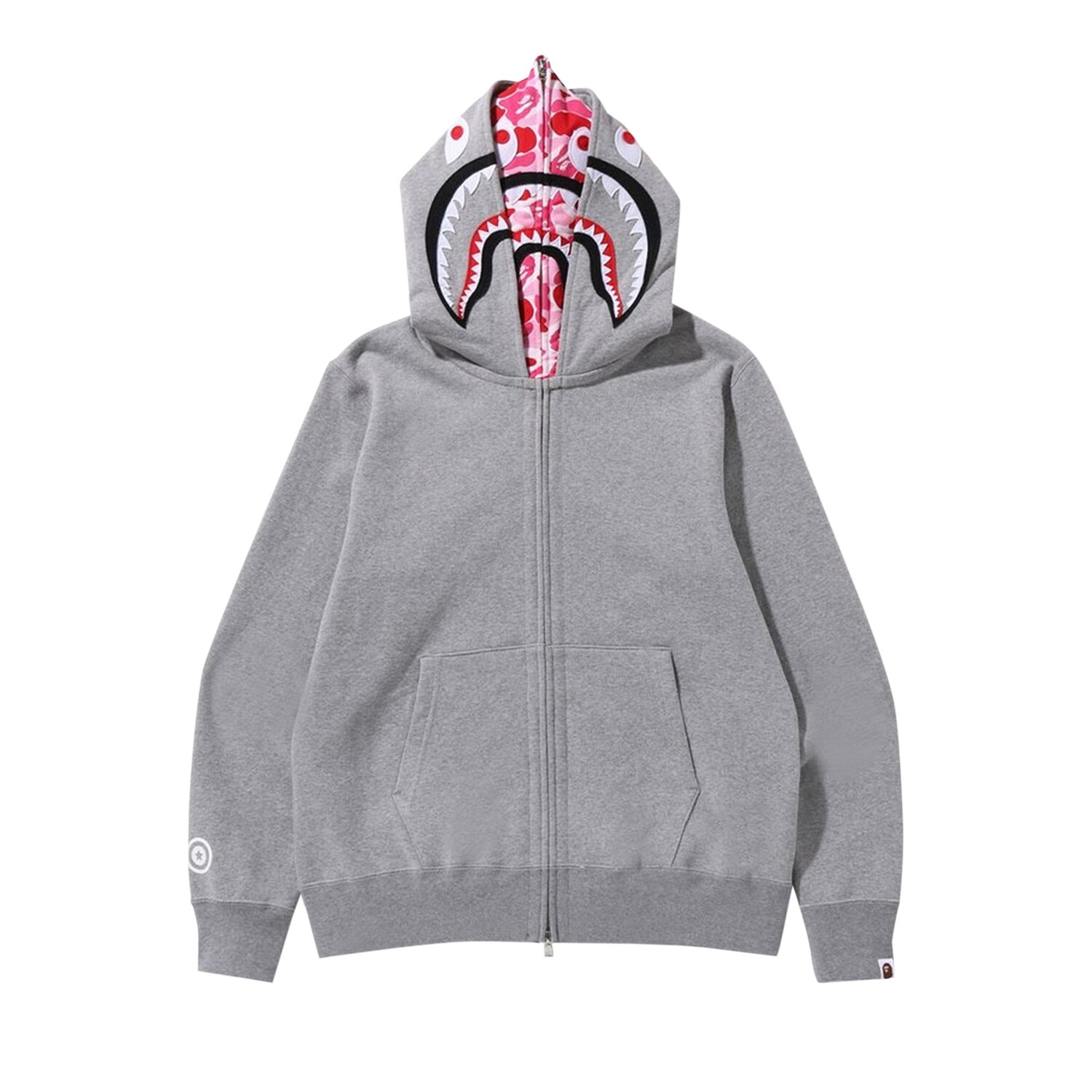 

BAPE ABC Camo Shark Широкая толстовка на молнии с двойной молнией, цвет Серый