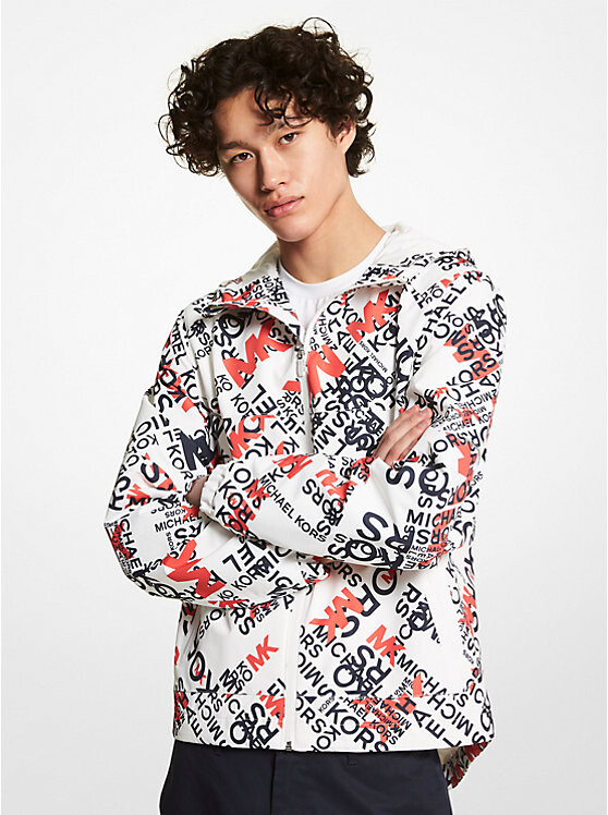 

Тканая куртка с капюшоном и графическим логотипом Michael Kors Mens, белый