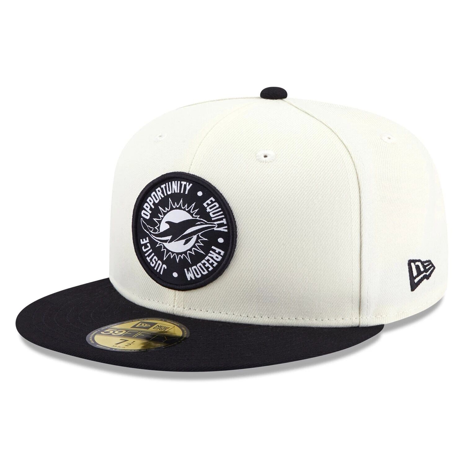 

Мужская шляпа New Era кремового/черного цвета Miami Dolphins 2022 Inspire Change 59FIFTY