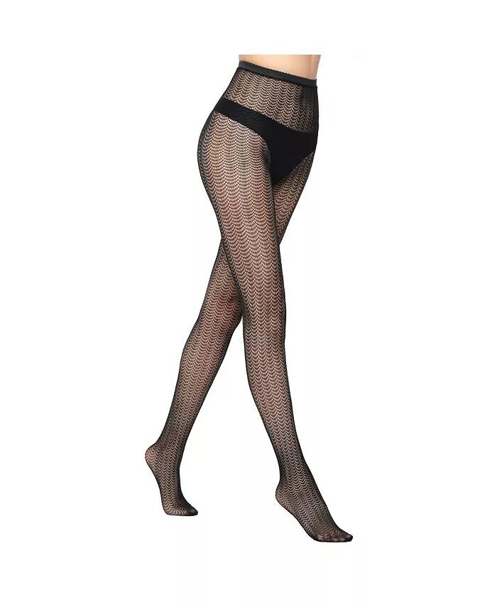 

Женские колготки в сетку с микрополумесяцами Stems, черный
