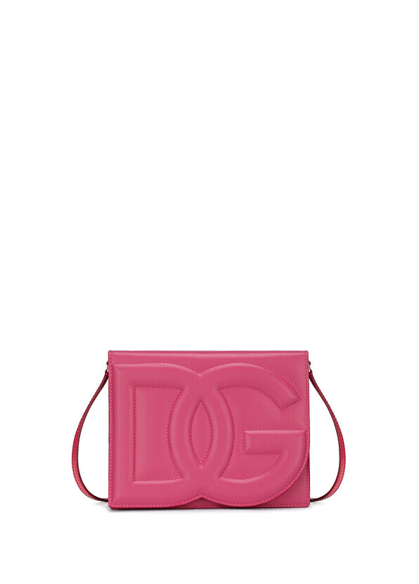 

Розовая женская кожаная сумка через плечо с логотипом dg Dolce&Gabbana