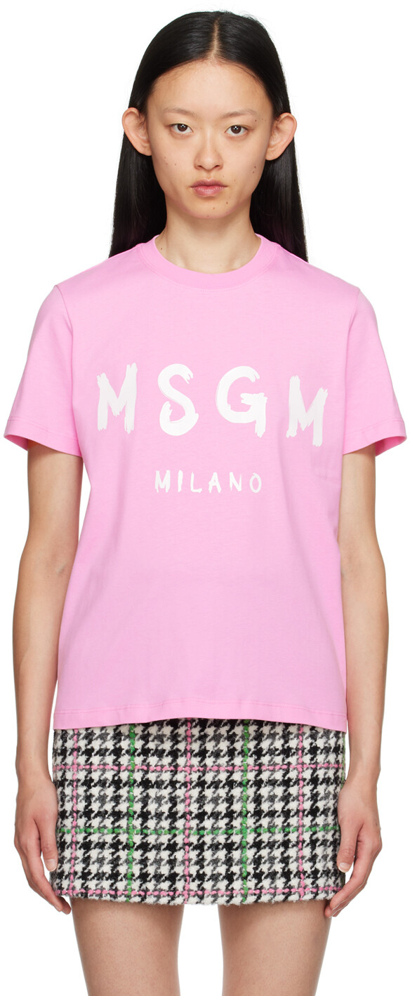 

Розовая футболка с принтом MSGM, Розовый, Розовая футболка с принтом MSGM