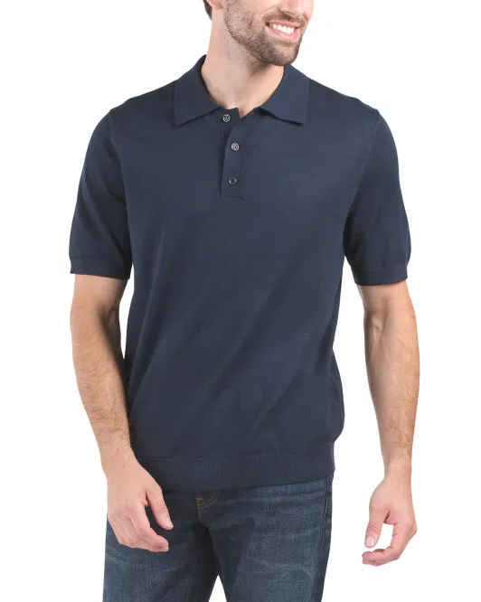 

Свитер-поло с короткими рукавами Tahari, цвет Admiral Blue