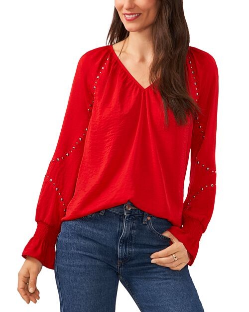 

Блузка с вышитыми рукавами VINCE CAMUTO, цвет Red