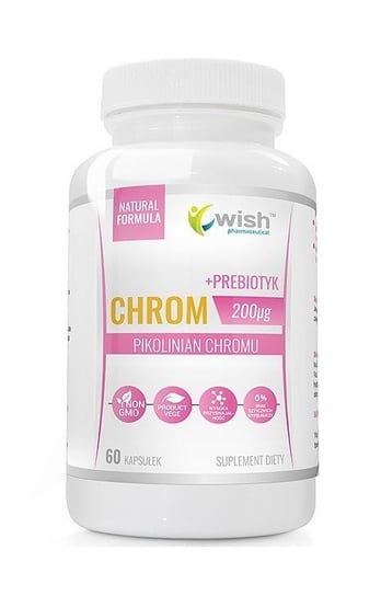 Хром (Пиколинат хрома) 200 мкг + Пребиотик, 60 растительных капсул, Wish