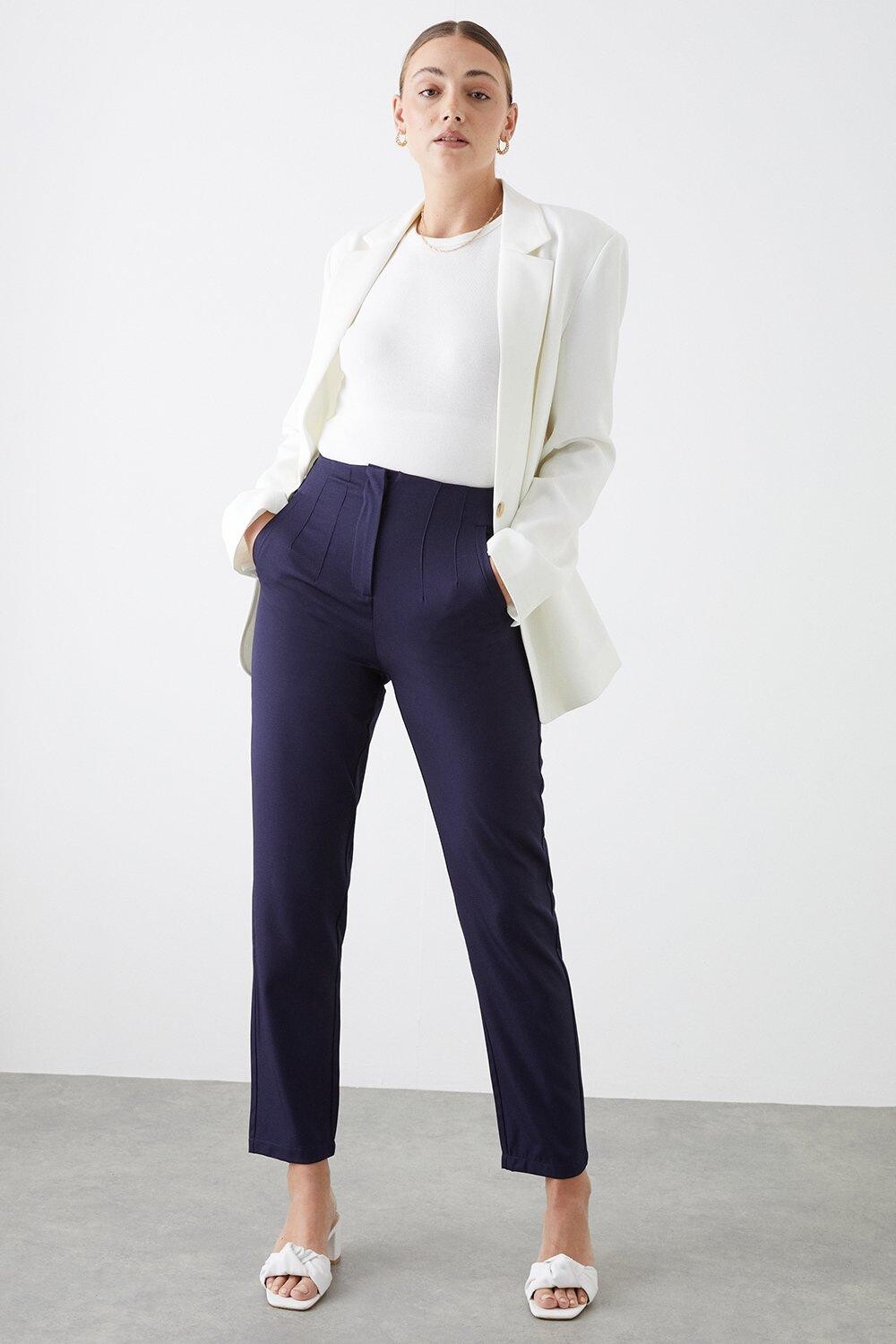 

Высокие узкие брюки с высокой талией Dorothy Perkins, темно-синий