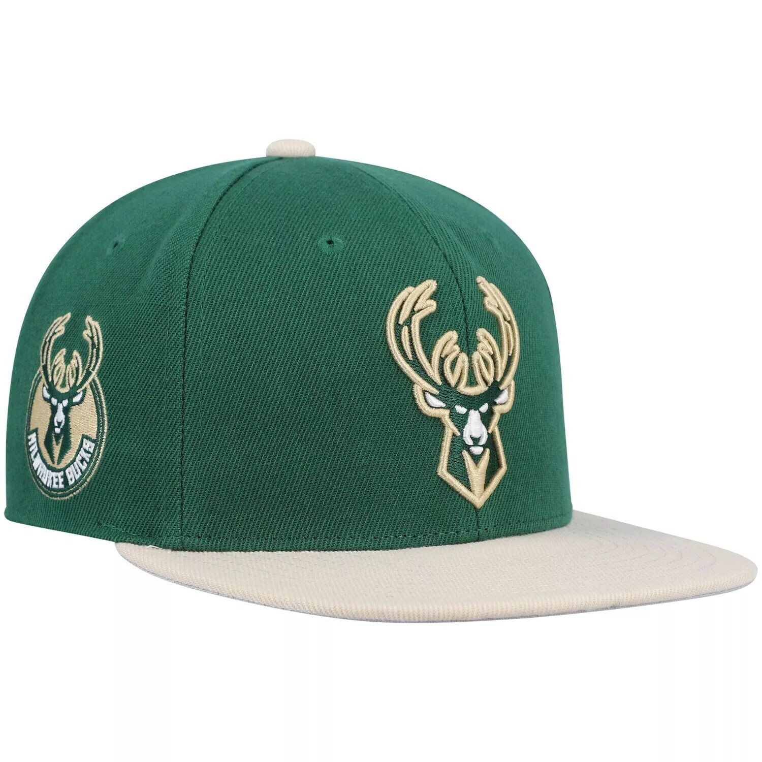

Мужская кепка Mitchell & Ness Green Milwaukee Bucks Core Side Snapback