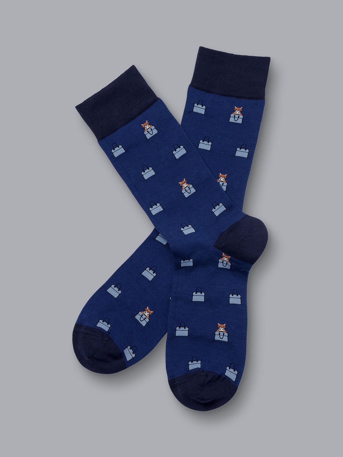 

Носки с мотивом French Blue Cat Out A Bag Charles Tyrwhitt, французский синий