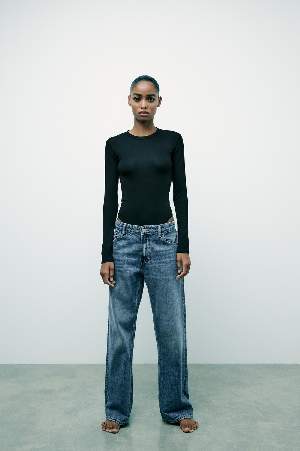 

Боди из хлопкового модала ZARA, черный
