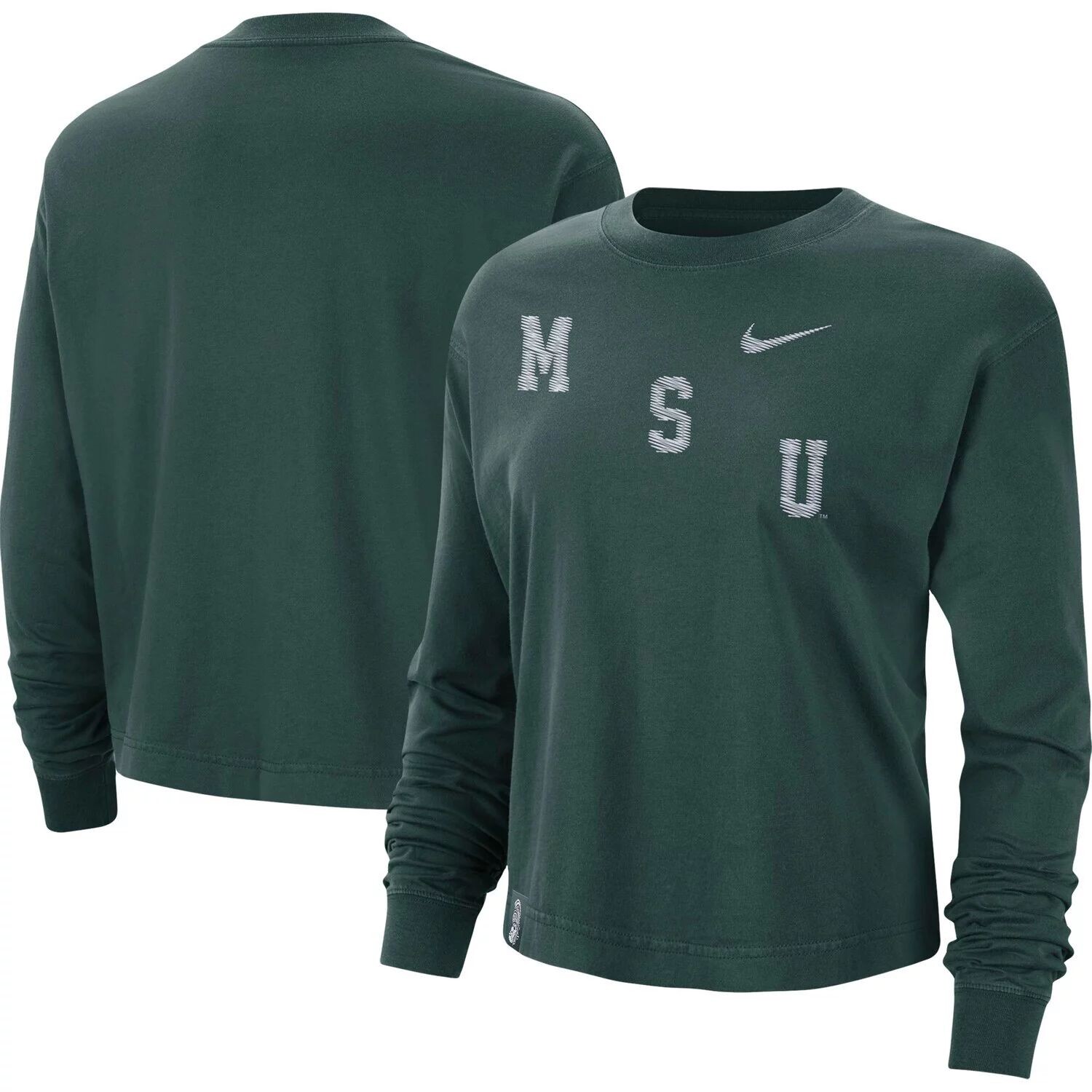 

Женская зеленая университетская футболка с длинными рукавами Nike Michigan State Spartans Nike