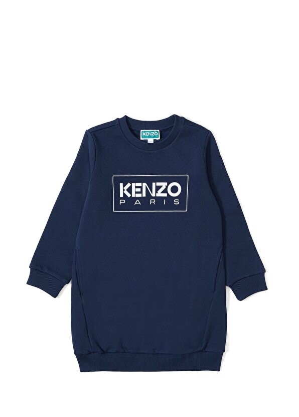 

Темно-синее платье для девочек с логотипом Kenzo