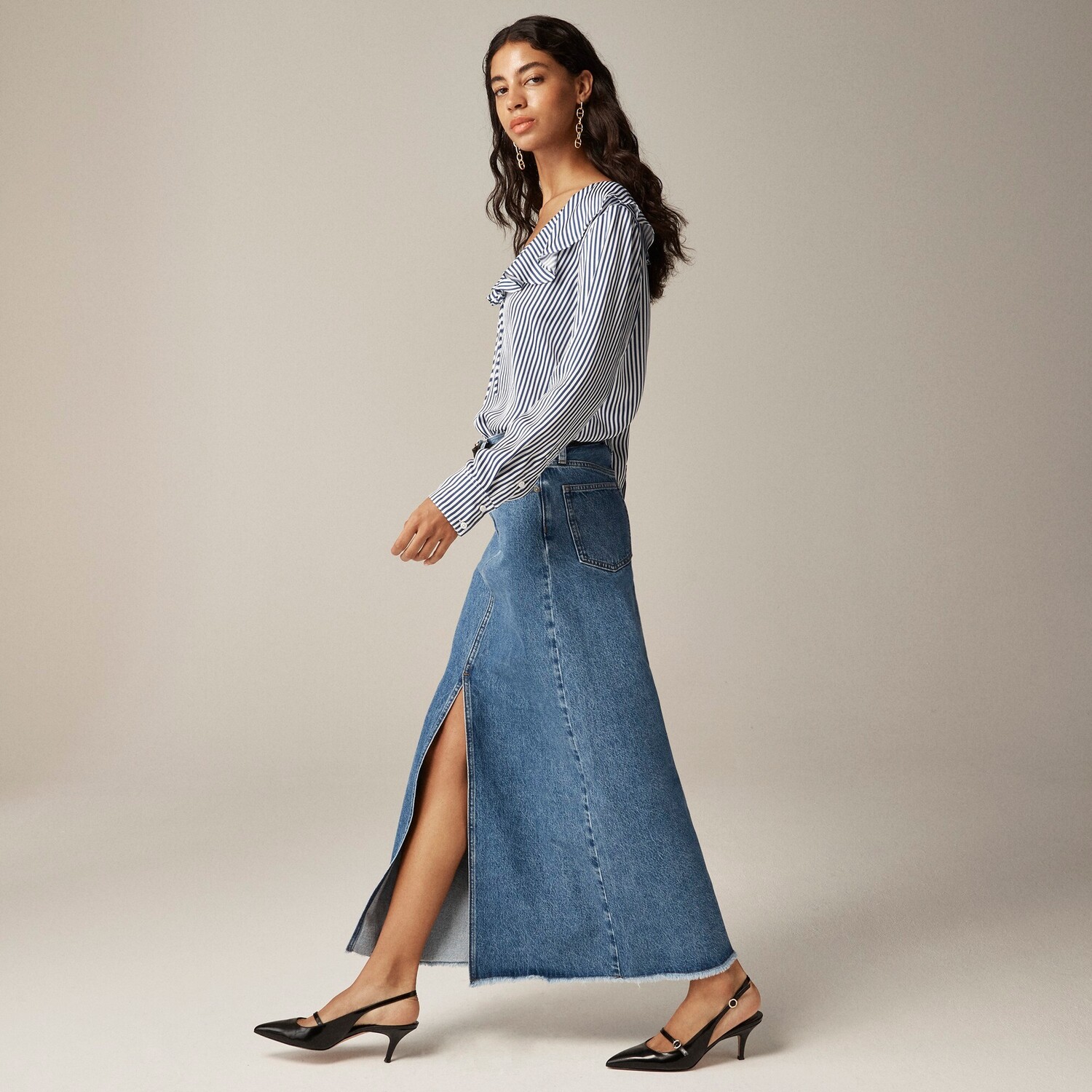

Классическая джинсовая макси-юбка J.Crew, синий