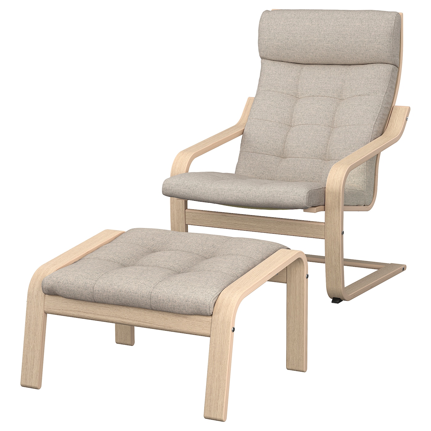 ПОЭНГ Кресло и подставка для ног, дубовый шпон светлый/Гуннаред бежевый POÄNG IKEA