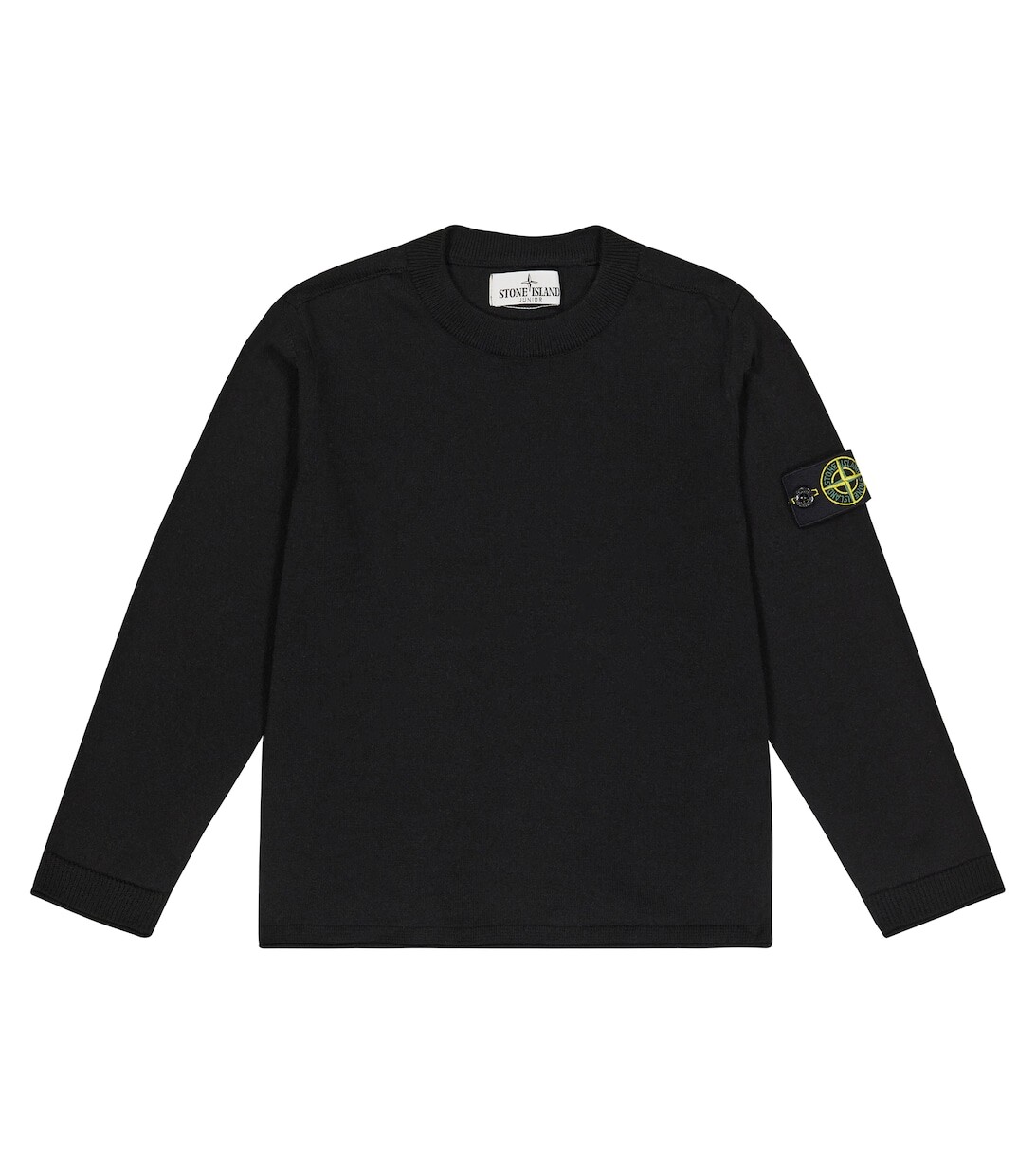 

Хлопковый свитер с логотипом Stone Island Junior, черный