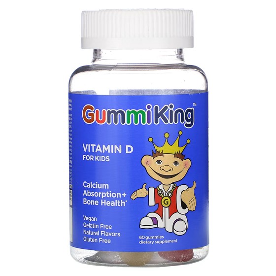 Витамин D GummiKing для детей, 60 конфет мультивитамины и минералы gummiking для детей виноград лимон апельсин клубника и вишня 60 жевательных таблеток